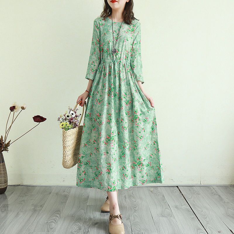 Vintage Cotton Women Plus Sizes Long Dresses