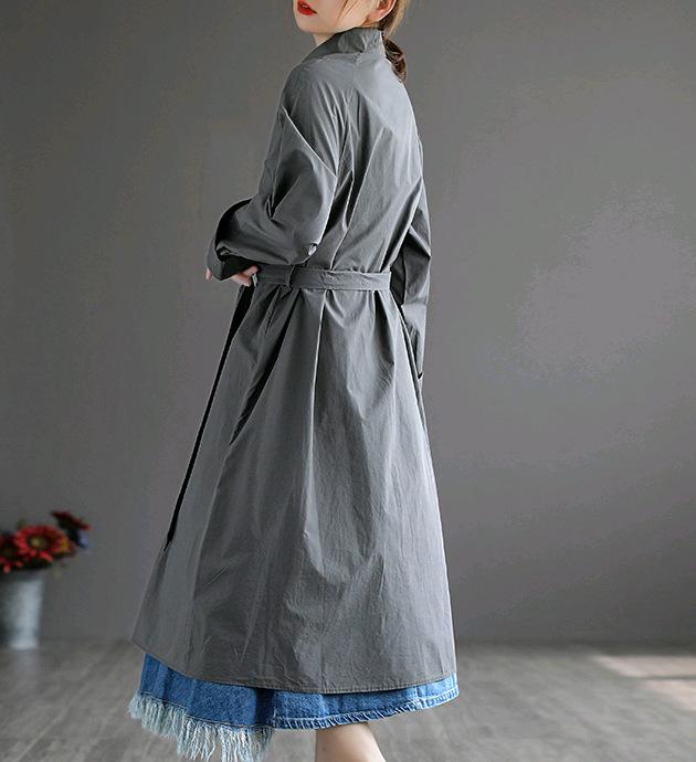 Women Slim Waist Flong Midi Length Fall Overcoat-STYLEGOING