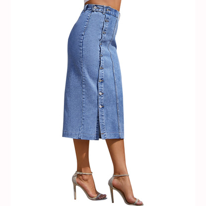 Sexy High Waist Slit Front Denim Skirts for Women