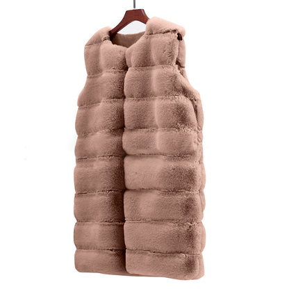 Artificial Fur Warm Winter Long Vest for Women