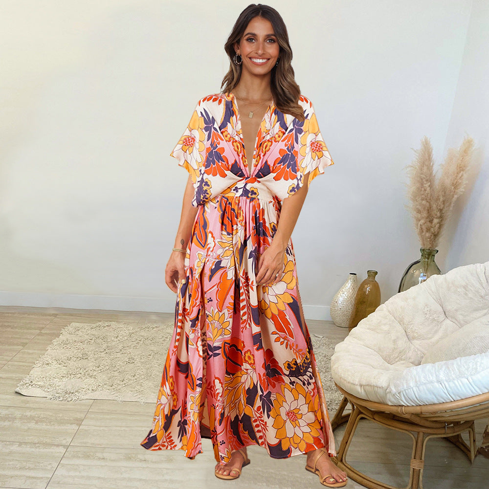 Summer Casual Bat Sleeves Beach Long Dresses