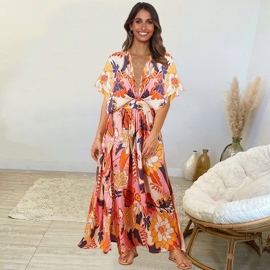 Summer Casual Bat Sleeves Beach Long Dresses