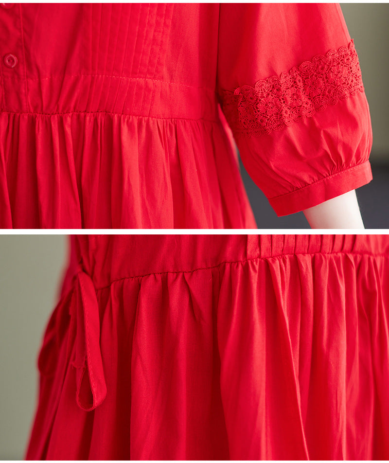 Vintage Embroidery Cotton Women Plus Sizes Dresses
