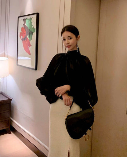 Elegant High Neck Designed Women Top Shirts