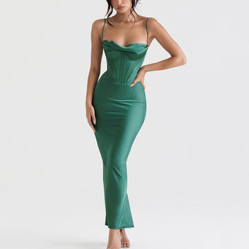 Sexy Satin Spaghetti Straps Long Dresses