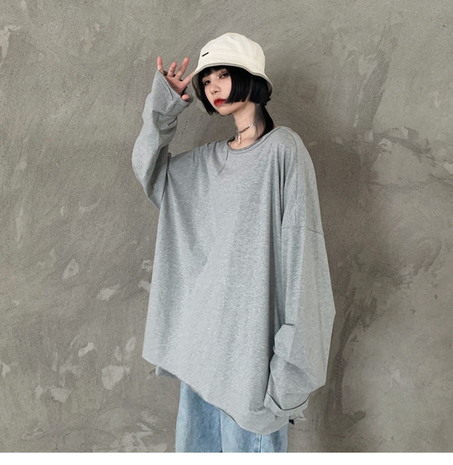 Leisure Loose Black&Gray Sweaters-STYLEGOING