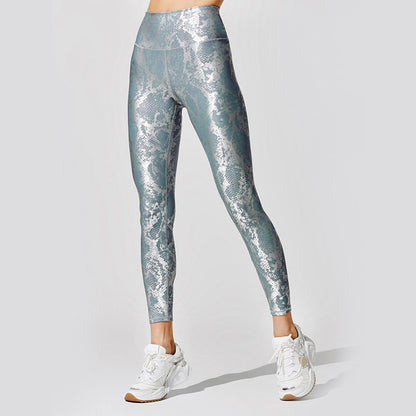 Sexy Elastic Snake Print Sports Suits