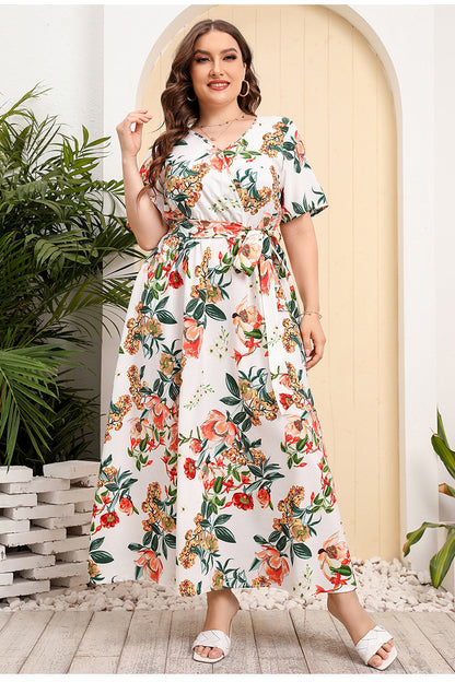 Women Floral Print Plus Sizes Dresses