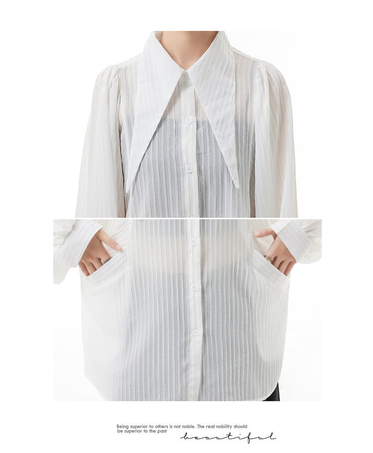 Designed See Through Long Sleeves Shirts for Women