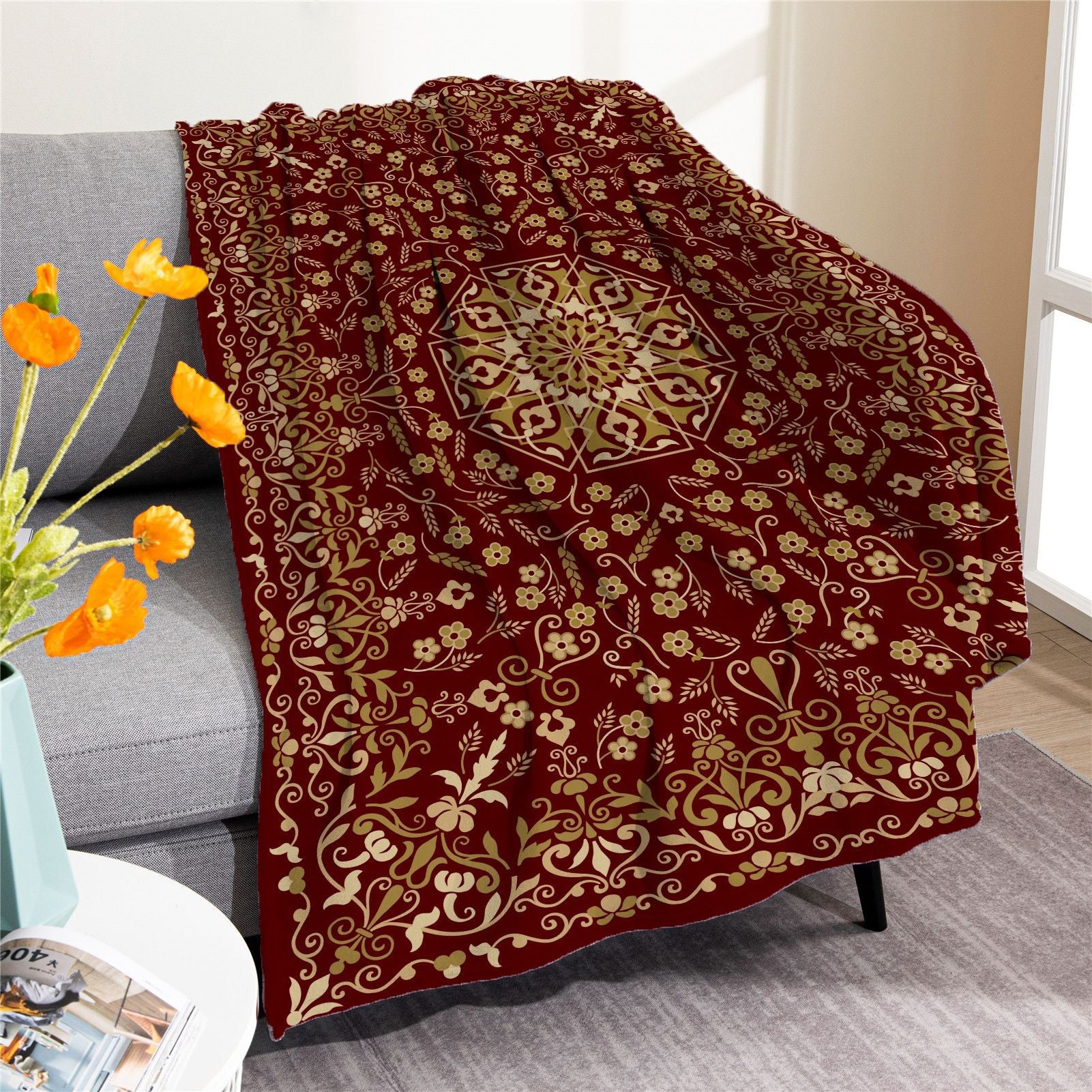 Vintage Boho Fleece Throw Blankets