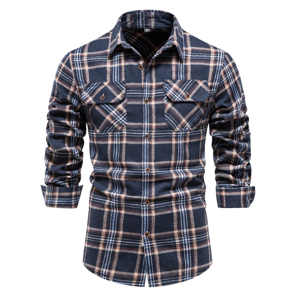 Fall Plaid Long Sleeves Shirts for Men