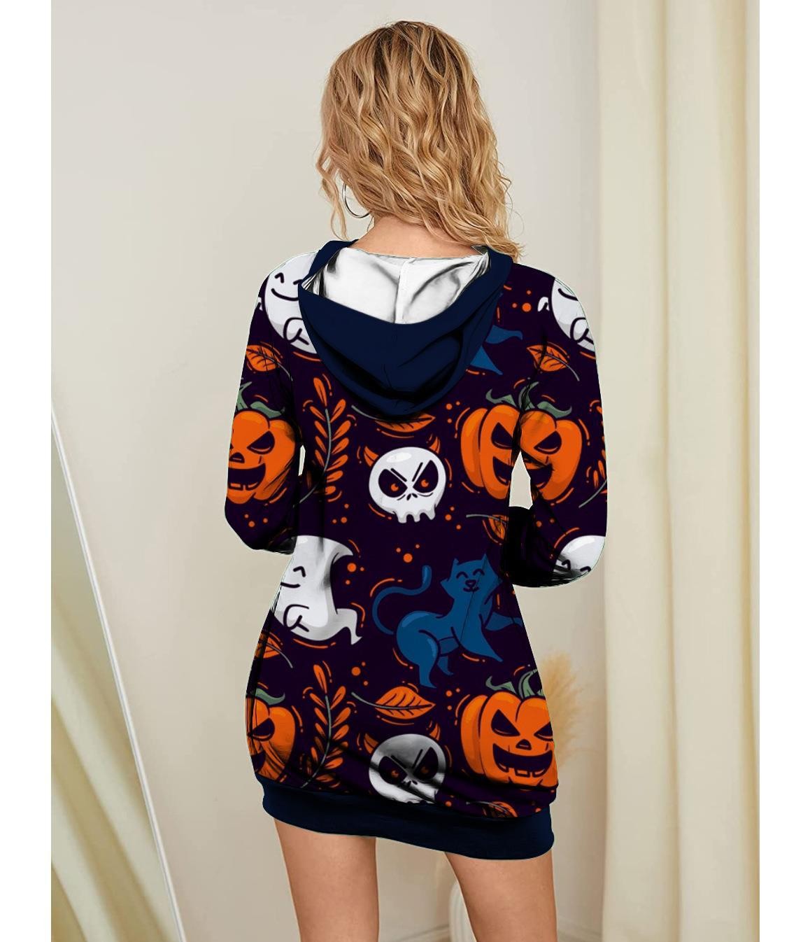 Halloween Pumpkin Design Pullover Hoodies for Women