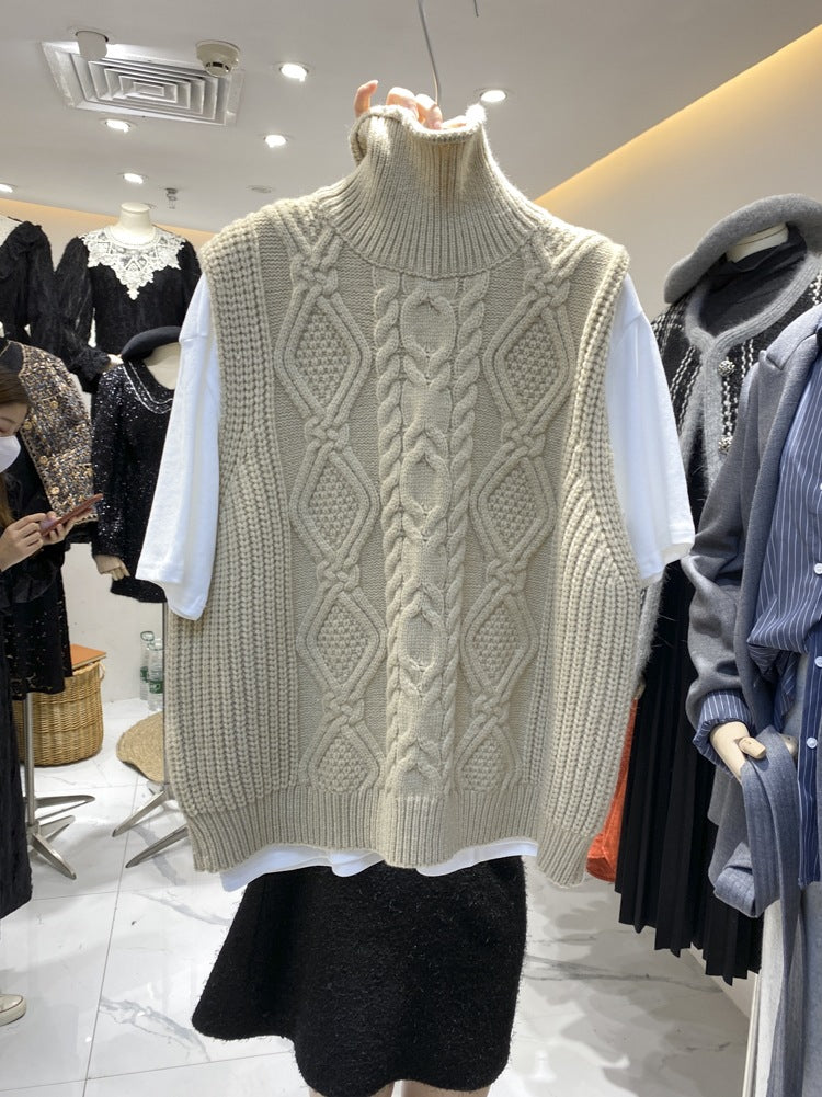 Winter Turtleneck Knitting Vest for Women