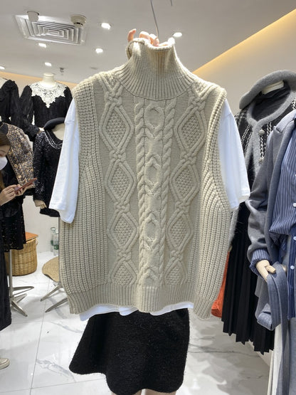 Winter Turtleneck Knitting Vest for Women