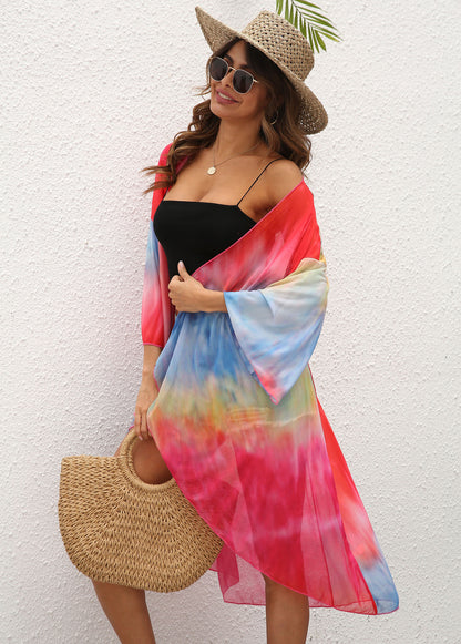 Casual Dyed Irregular Summer Beach Cover Ups