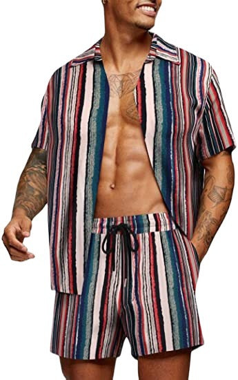 Leisure Summer Men's Short Sleeves Shirts and Shorts