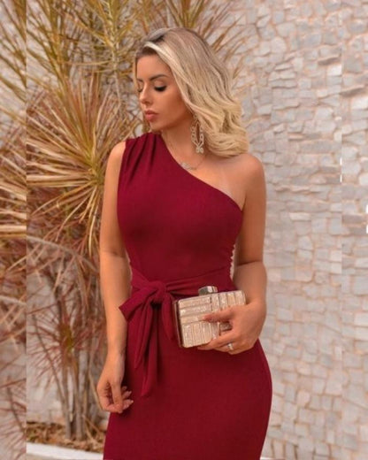 Sexy One Shoulder Sleeveless Evening Dresses