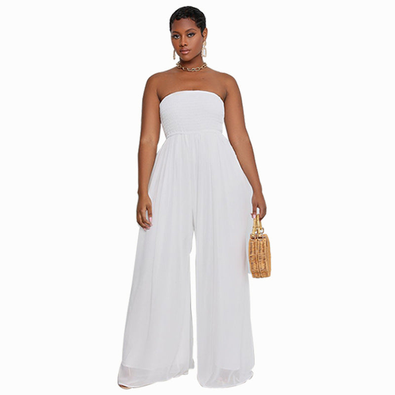 Sexy Strapless High Waist Chiffon Summer Jumpsuits