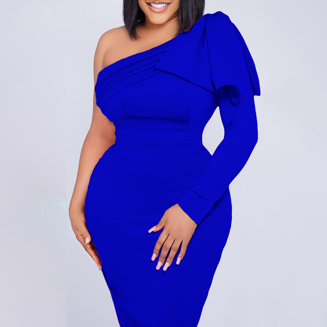 Fashion One Shoulder Sheath Women Dresses