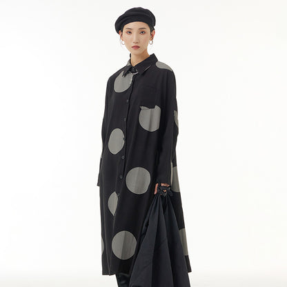 Designed Dot Print Plus Sizes Shirts Cotas for Women