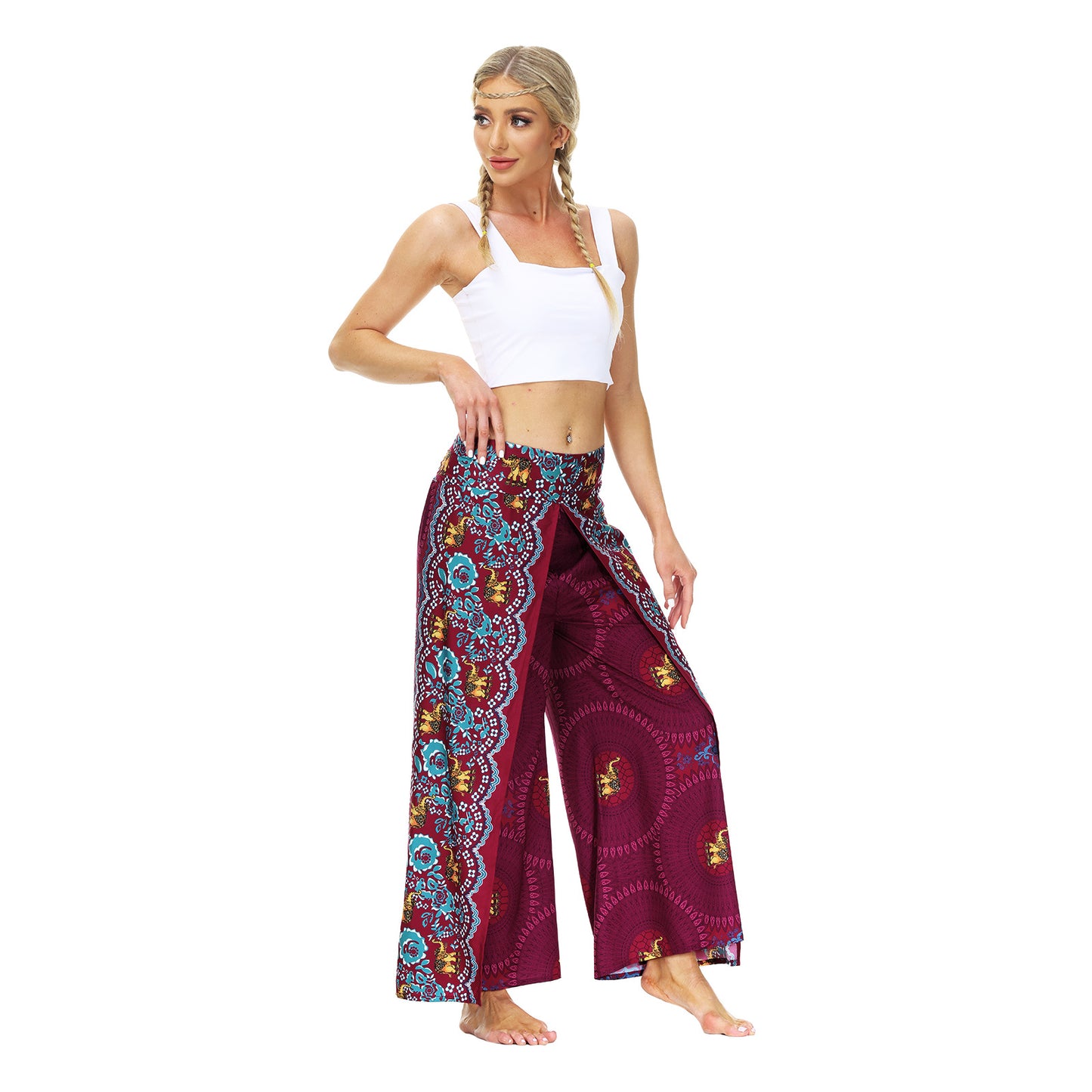 Casual Floral Print Women Yoga Loose Pants