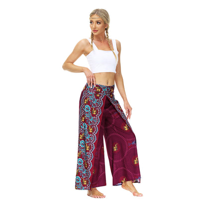 Casual Floral Print Women Yoga Loose Pants
