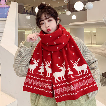 Christmas Lovely Elk Design Knitted Scarves