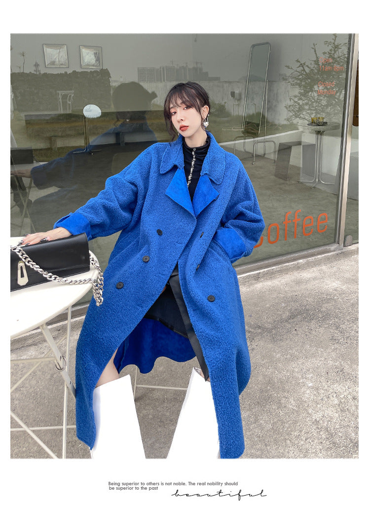 Luxury Plus Sizes Sherpa Peach Velvet Warm Winter Overcoat