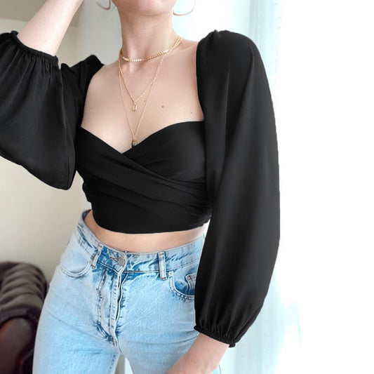 Sexy Square Neckline Backless Summer Women Tops