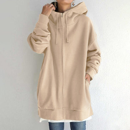 Women Plus Sizes Zipper Velvet Hoodies