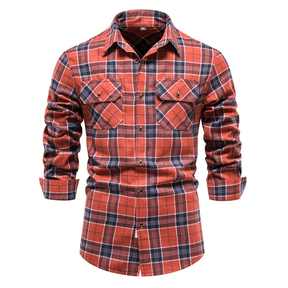 Fall Plaid Long Sleeves Shirts for Men