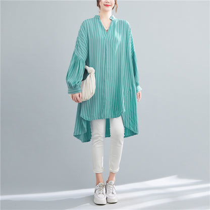 Designed Striped Long Shirts Dresses for Women