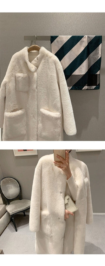 Winter Soft Warm Artificial Fur Long Overcoats for Women