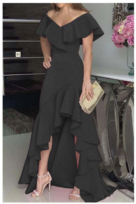 Sexy Classy V Neck Irregular Ruffled Women Long Dresses--Free Shipping at meselling99