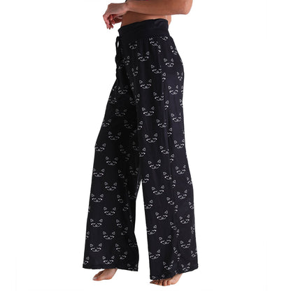Casual Floral Print Women High Waist Trousers for Homewear