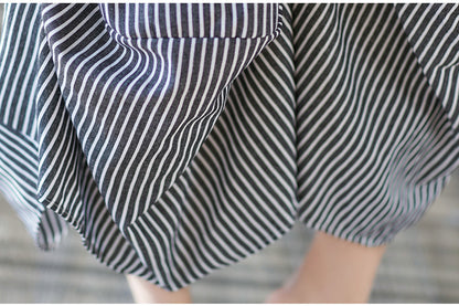 Summer Striped Elastic Waist Lantern Pants