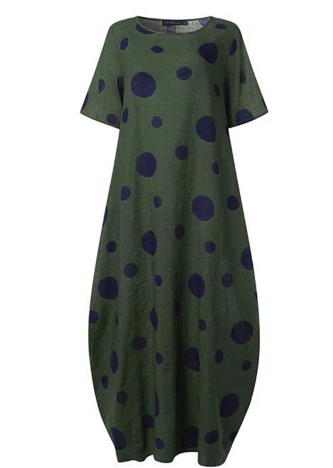 Short Sleeves Bohemian Loose Long Dress-STYLEGOING