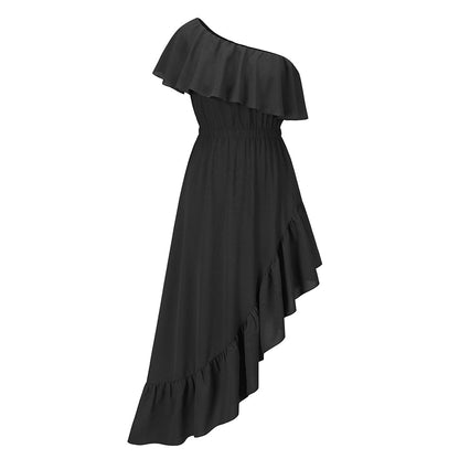 Sexy One Shoulder Irregular Women Summer Dresses
