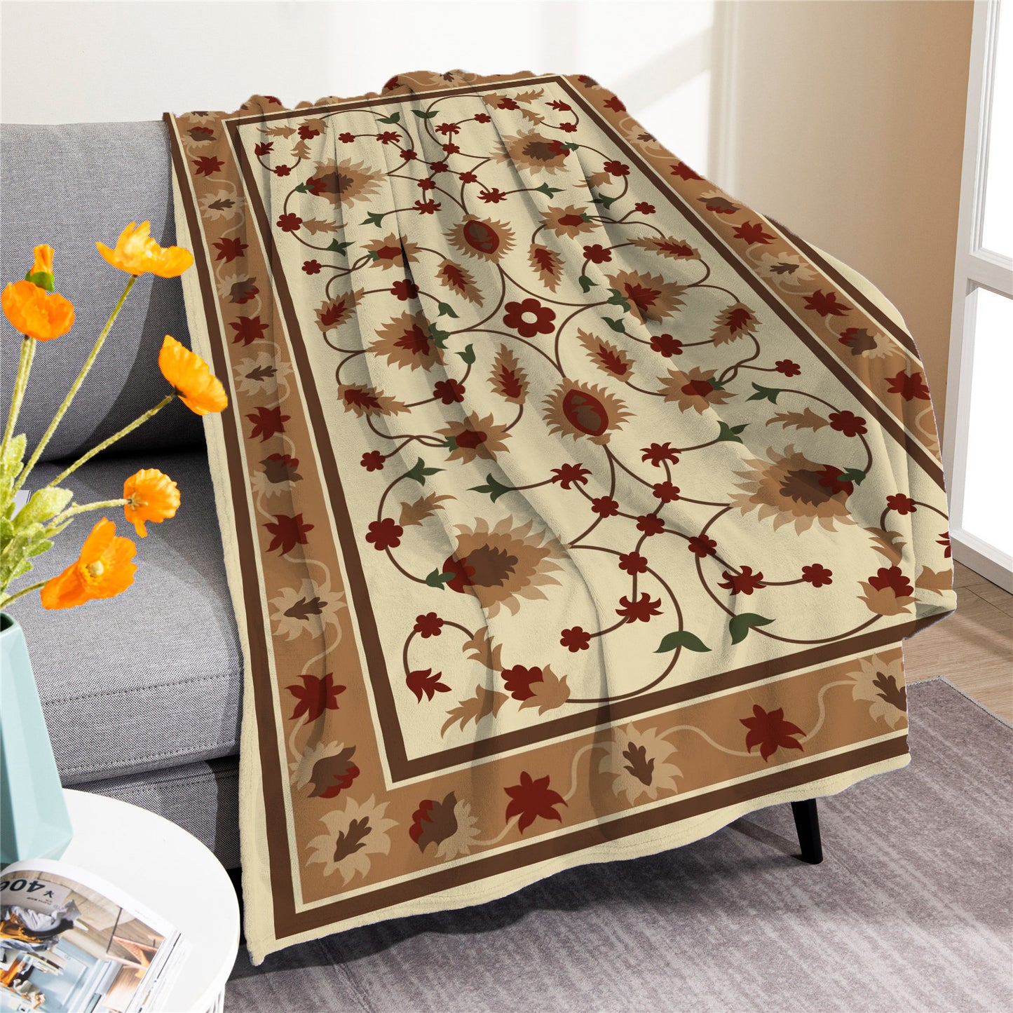Vintage Boho Fleece Throw Blankets