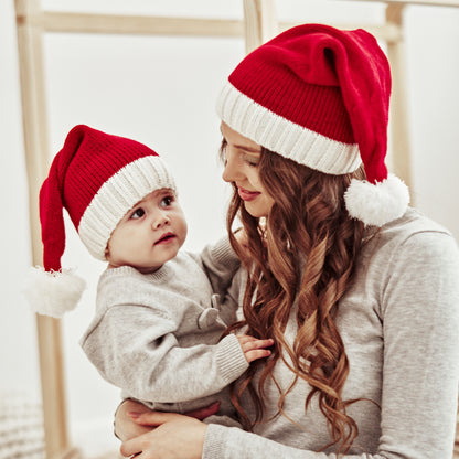 Christmas Parent-kids Red Knitted Warm Hats