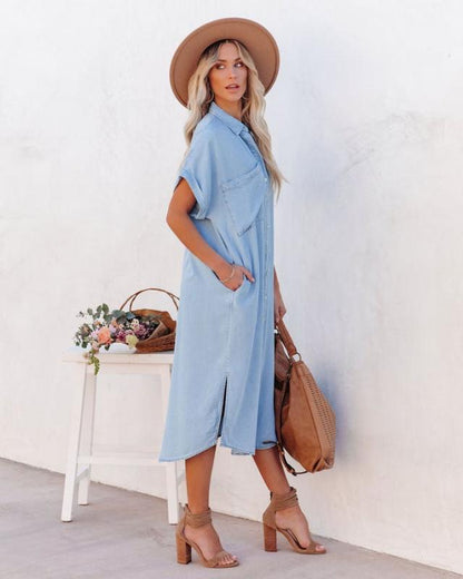 Casual Summer Denim Shirts Women Dresses