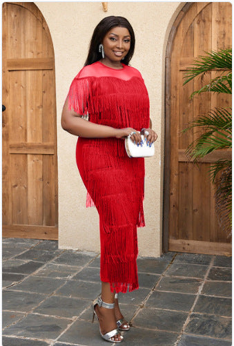 Women Tassels Plus Sizes Party Dresses