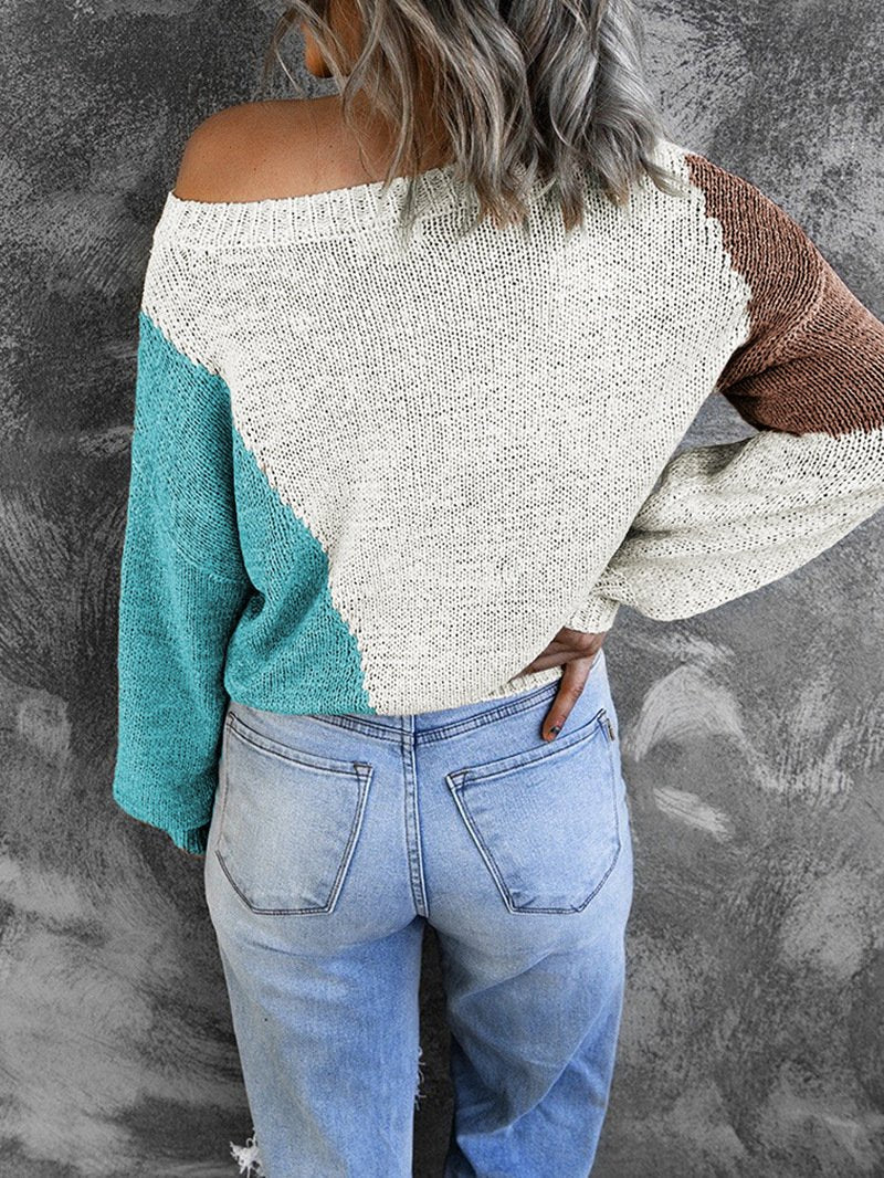 Women Knitting Irregular One Shoulder Sweaters-STYLEGOING
