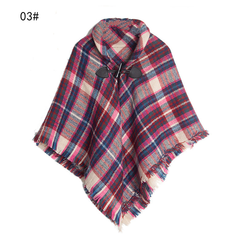 Winter Plaid Cloak Capes for Kids