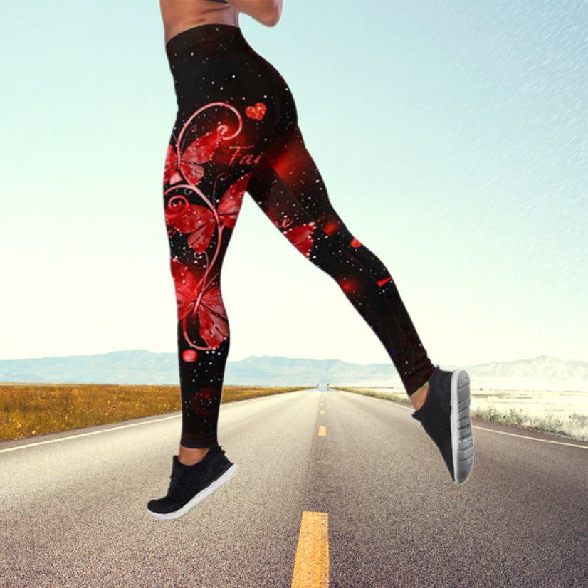 Sexy Butterfly Design High Waist Yoga Leggings
