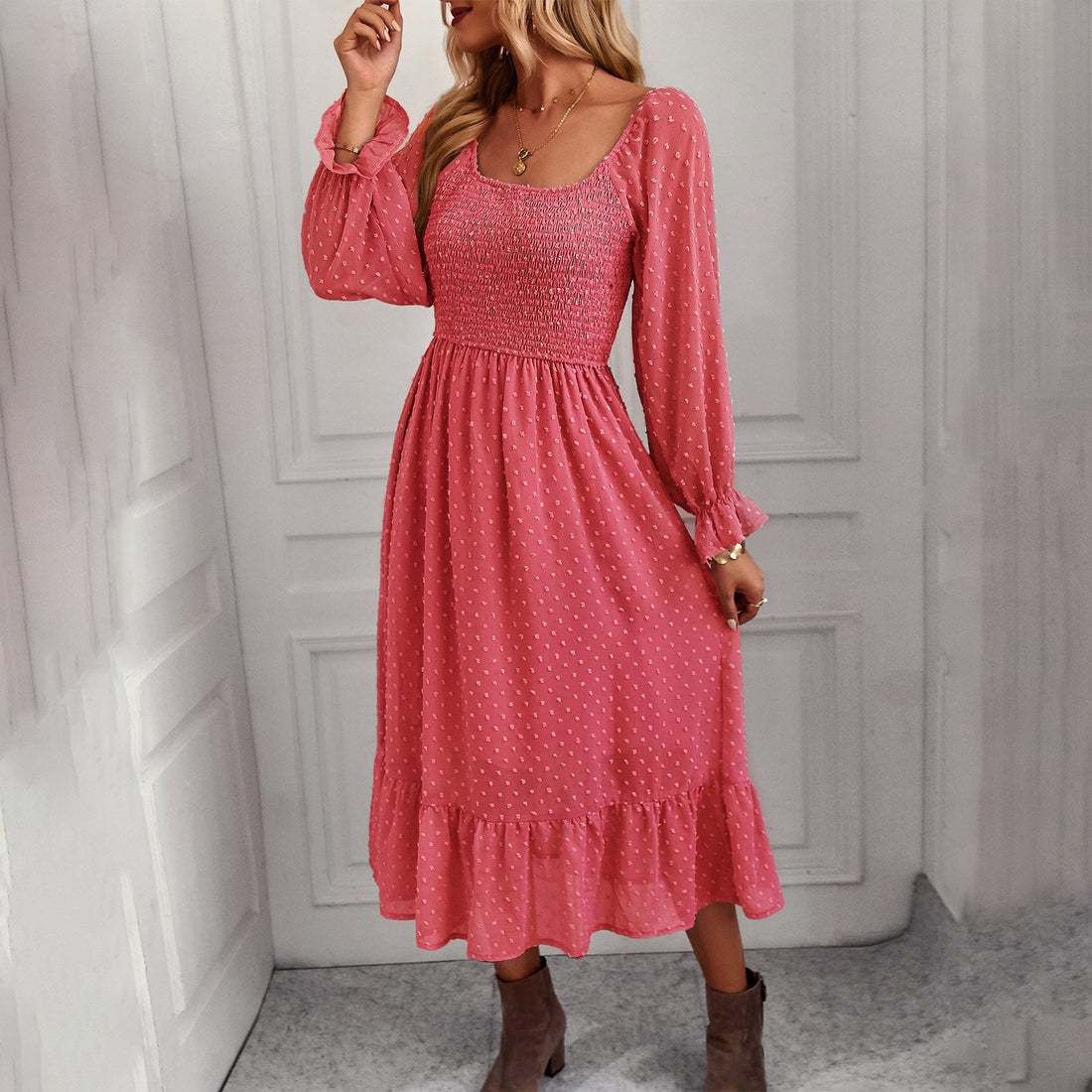 Elegant Square Neckline Summer Holiday Dresses