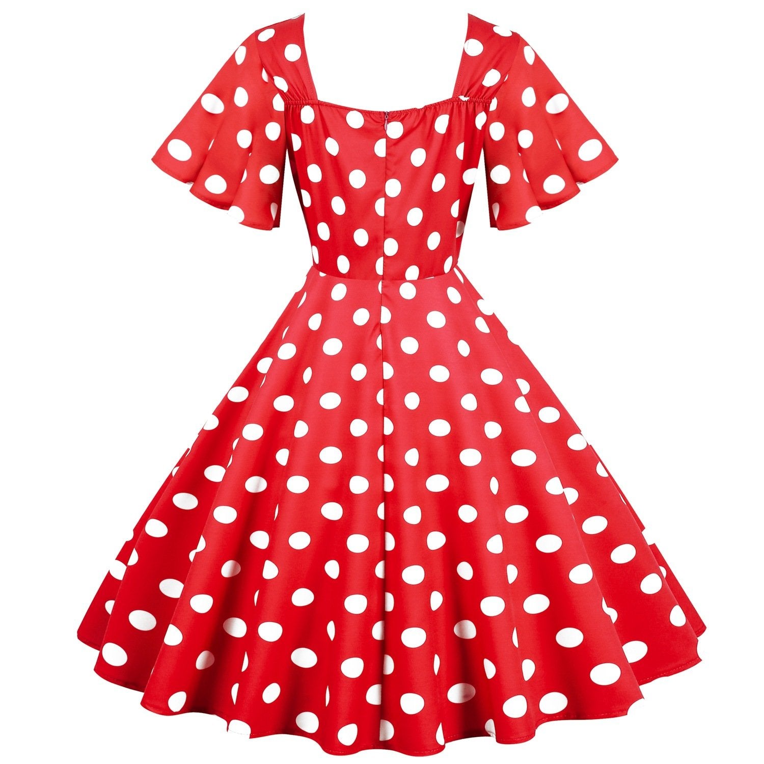 Retro Dot Print Short Sleeves Short Dresses-STYLEGOING