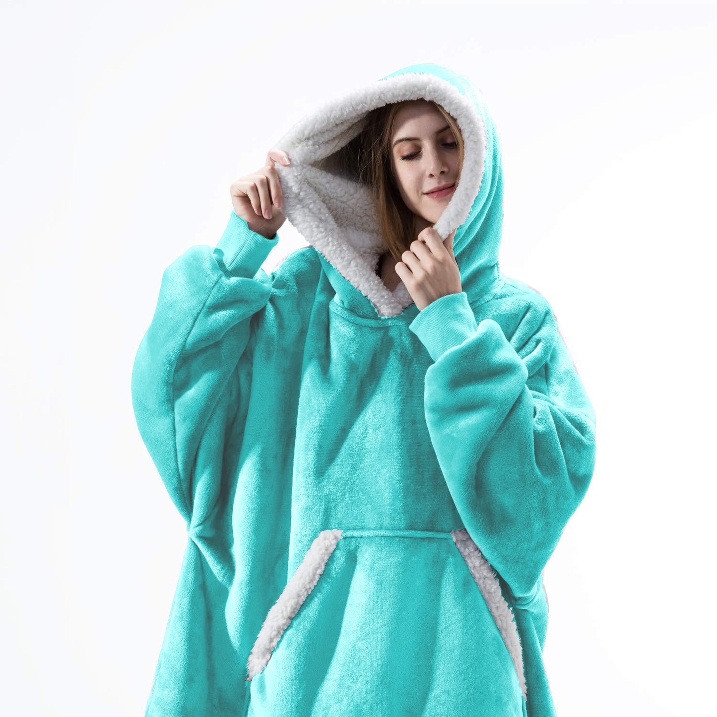 Wearable Fleece Hoodies Sleepwear for Watching TV