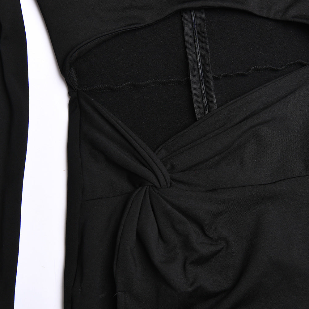 Sexy Square Neckline Split Front Long Sleeves Dresses