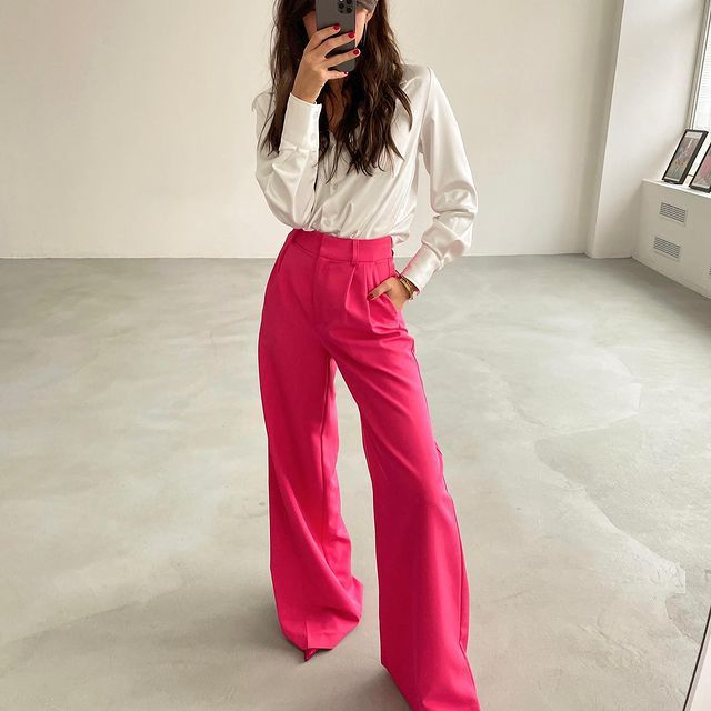 Casual High Waist Women Wide Legs Pants